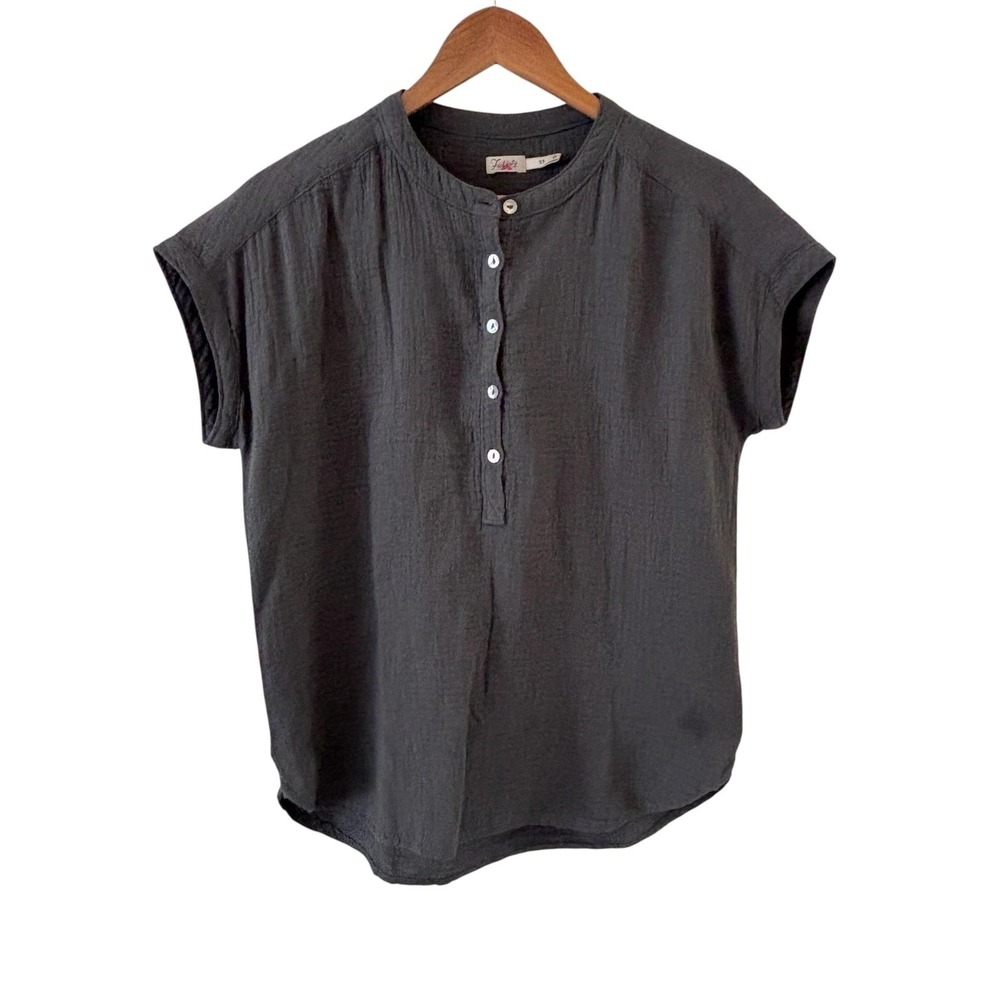 Faherty Organic Cotton Henley Top Womens Size XS Gray Gauze Minimalist Casual